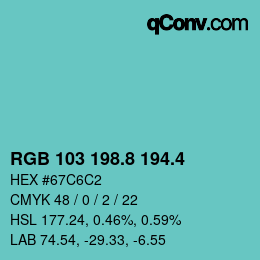 カラーコード: RGB 103 198.8 194.4 | qconv.com