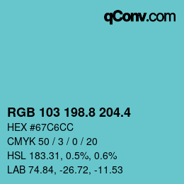 カラーコード: RGB 103 198.8 204.4 | qconv.com
