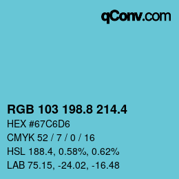 カラーコード: RGB 103 198.8 214.4 | qconv.com