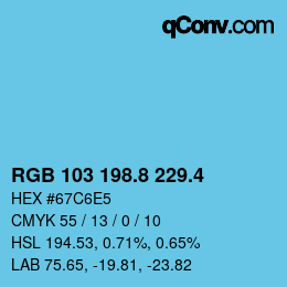 カラーコード: RGB 103 198.8 229.4 | qconv.com