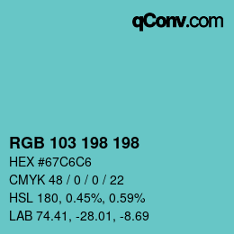 Color code: RGB 103 198 198 | qconv.com