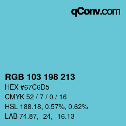 Color code: RGB 103 198 213 | qconv.com