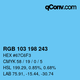 Color code: RGB 103 198 243 | qconv.com