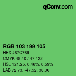 Color code: RGB 103 199 105 | qconv.com