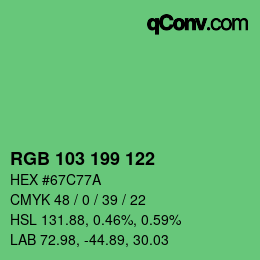 カラーコード: RGB 103 199 122 | qconv.com