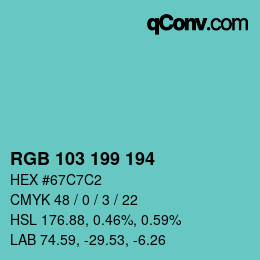 Color code: RGB 103 199 194 | qconv.com