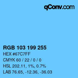 Color code: RGB 103 199 255 | qconv.com