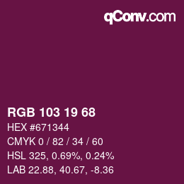 Color code: RGB 103 19 68 | qconv.com