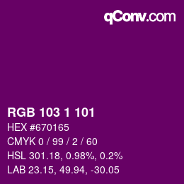 Color code: RGB 103 1 101 | qconv.com
