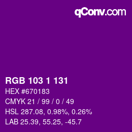 カラーコード: RGB 103 1 131 | qconv.com