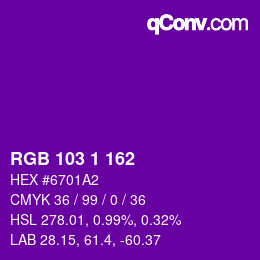 Color code: RGB 103 1 162 | qconv.com - big