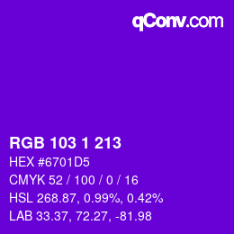 カラーコード: RGB 103 1 213 | qconv.com