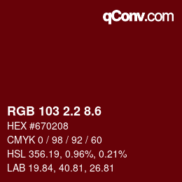 カラーコード: RGB 103 2.2 8.6 | qconv.com
