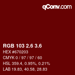 カラーコード: RGB 103 2.6 3.6 | qconv.com