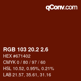 カラーコード: RGB 103 20.2 2.6 | qconv.com