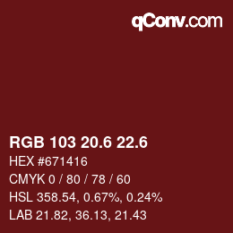 カラーコード: RGB 103 20.6 22.6 | qconv.com