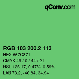 カラーコード: RGB 103 200.2 113 | qconv.com