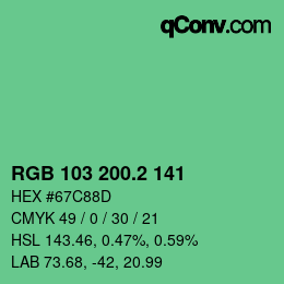 カラーコード: RGB 103 200.2 141 | qconv.com