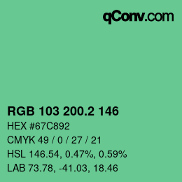 カラーコード: RGB 103 200.2 146 | qconv.com
