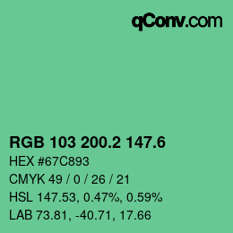 カラーコード: RGB 103 200.2 147.6 | qconv.com