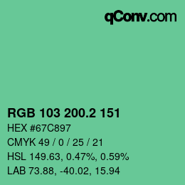 カラーコード: RGB 103 200.2 151 | qconv.com