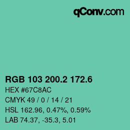 カラーコード: RGB 103 200.2 172.6 | qconv.com