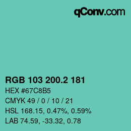 カラーコード: RGB 103 200.2 181 | qconv.com