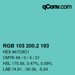 カラーコード: RGB 103 200.2 193 | qconv.com