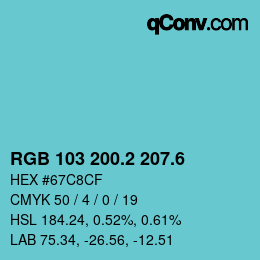 カラーコード: RGB 103 200.2 207.6 | qconv.com