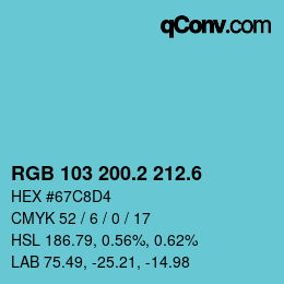 カラーコード: RGB 103 200.2 212.6 | qconv.com