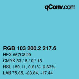 カラーコード: RGB 103 200.2 217.6 | qconv.com