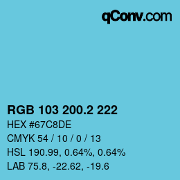カラーコード: RGB 103 200.2 222 | qconv.com