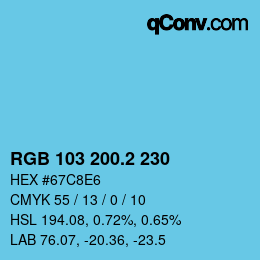 カラーコード: RGB 103 200.2 230 | qconv.com