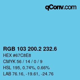 カラーコード: RGB 103 200.2 232.6 | qconv.com