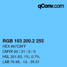 カラーコード: RGB 103 200.2 255 | qconv.com