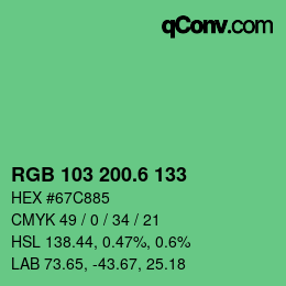 カラーコード: RGB 103 200.6 133 | qconv.com