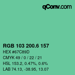 カラーコード: RGB 103 200.6 157 | qconv.com