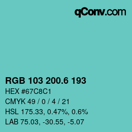 カラーコード: RGB 103 200.6 193 | qconv.com