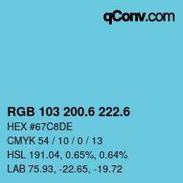 カラーコード: RGB 103 200.6 222.6 | qconv.com