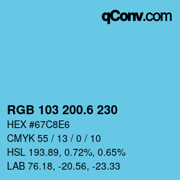 カラーコード: RGB 103 200.6 230 | qconv.com