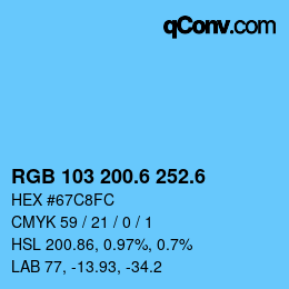 カラーコード: RGB 103 200.6 252.6 | qconv.com
