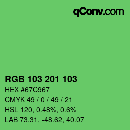 Color code: RGB 103 201 103 | qconv.com