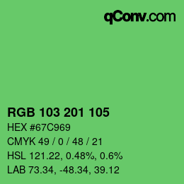 Color code: RGB 103 201 105 | qconv.com