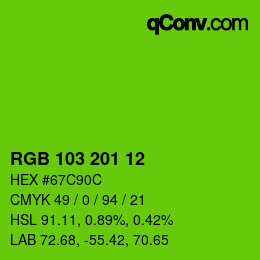 Color code: RGB 103 201 12 | qconv.com