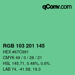 Color code: RGB 103 201 145 | qconv.com