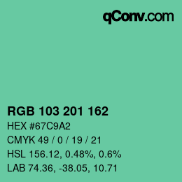 カラーコード: RGB 103 201 162 | qconv.com