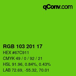 Color code: RGB 103 201 17 | qconv.com