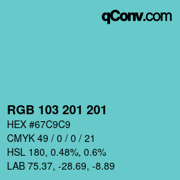 Color code: RGB 103 201 201 | qconv.com