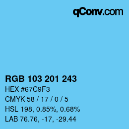 Color code: RGB 103 201 243 | qconv.com