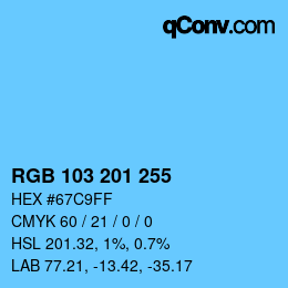 Color code: RGB 103 201 255 | qconv.com